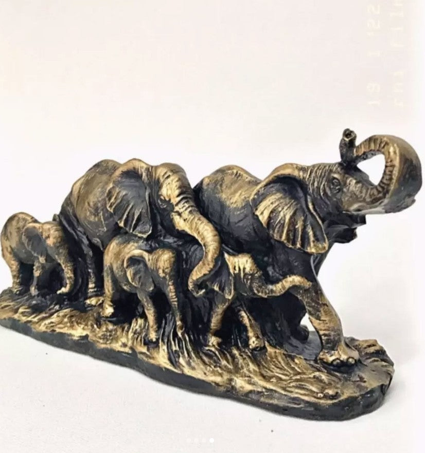 Handmade Elephant Family Decor, Elephant Statue, Safari Home Decor, Artistic Office Decor, Handmade Elephant Set, Animal Home Accent