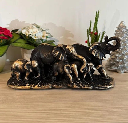 Handmade Elephant Family Decor, Elephant Statue, Safari Home Decor, Artistic Office Decor, Handmade Elephant Set, Animal Home Accent