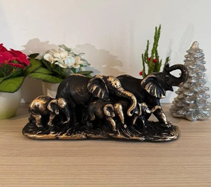Handmade Elephant Family Decor, Elephant Statue, Safari Home Decor, Artistic Office Decor, Handmade Elephant Set, Animal Home Accent