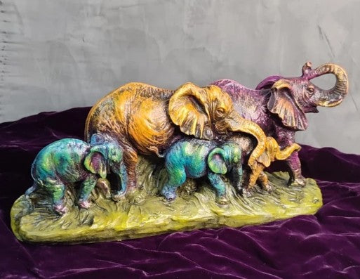 Handmade Elephant Family Decor, Elephant Statue, Safari Home Decor, Artistic Office Decor, Handmade Elephant Set, Animal Home Accent