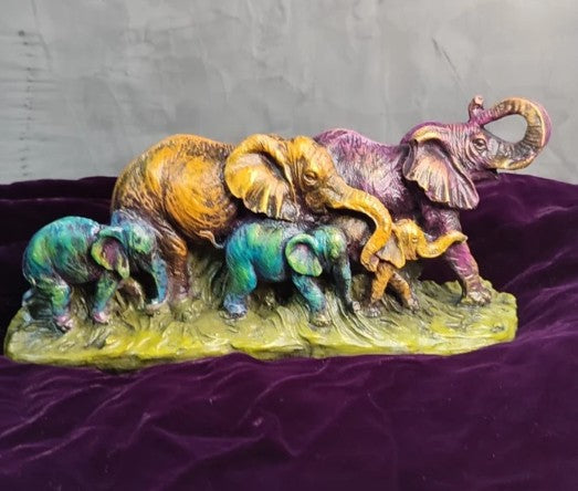 Handmade Elephant Family Decor, Elephant Statue, Safari Home Decor, Artistic Office Decor, Handmade Elephant Set, Animal Home Accent