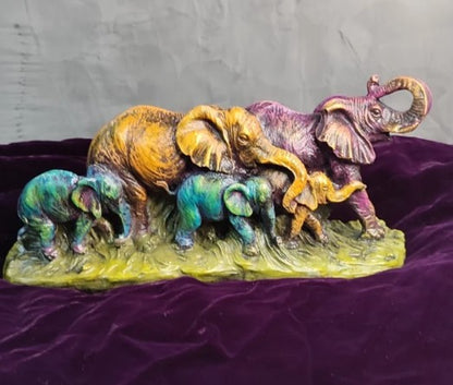 Handmade Elephant Family Decor, Elephant Statue, Safari Home Decor, Artistic Office Decor, Handmade Elephant Set, Animal Home Accent