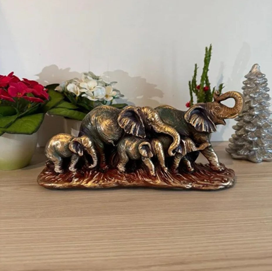 Handmade Elephant Family Decor, Elephant Statue, Safari Home Decor, Artistic Office Decor, Handmade Elephant Set, Animal Home Accent