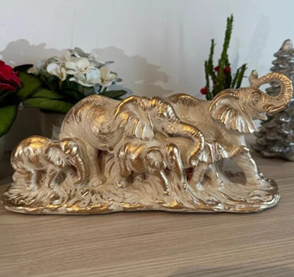 Handmade Elephant Family Decor, Elephant Statue, Safari Home Decor, Artistic Office Decor, Handmade Elephant Set, Animal Home Accent