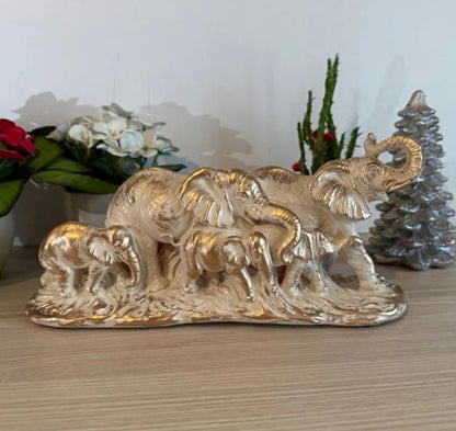 Handmade Elephant Family Decor, Elephant Statue, Safari Home Decor, Artistic Office Decor, Handmade Elephant Set, Animal Home Accent
