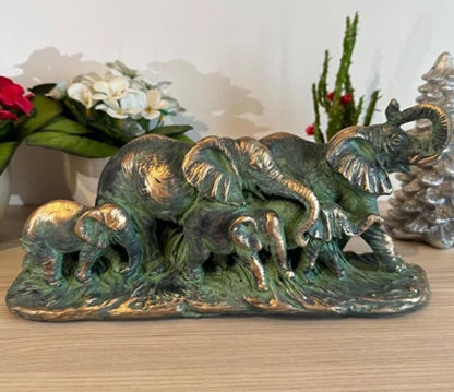 Handmade Elephant Family Decor, Elephant Statue, Safari Home Decor, Artistic Office Decor, Handmade Elephant Set, Animal Home Accent