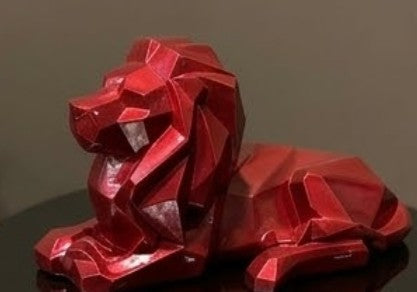 Löwenskulptur, Löwenfigur, Minimalistische Tierskulptur, Löwenfigur, Tischdekoration, Kubische Löwenskulptur, Kubische Löwenfigur