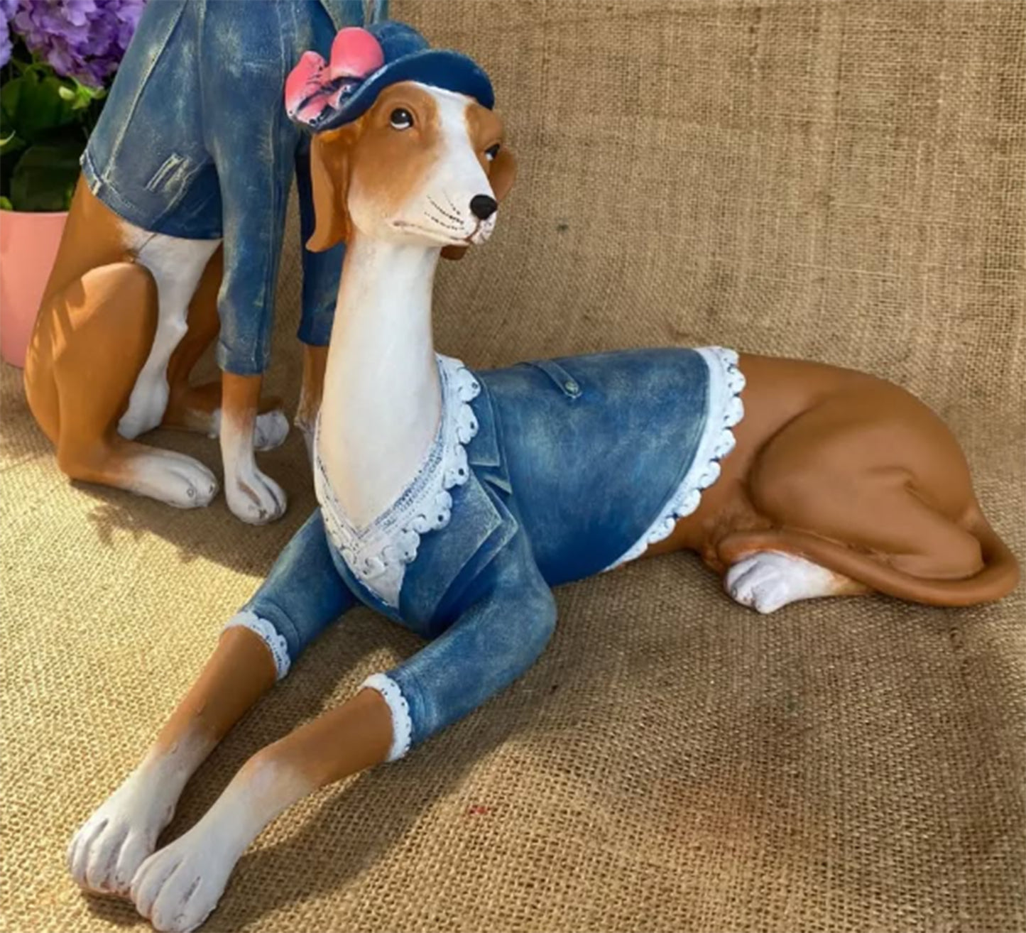 Fashion Dog Statue, Elegant Dog Sculpture, Sitting Lady Dog Statue, Feminine Dog Sculpture, Boutique Style Dog Statue, Cute Dog Statue