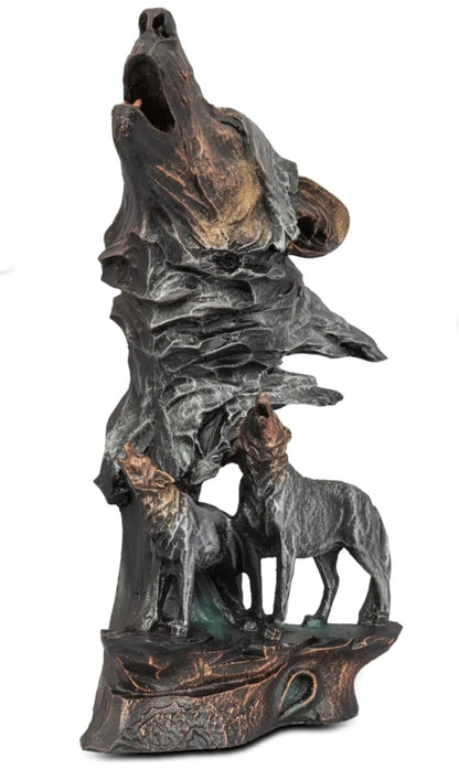 Howling Wolf Family Sculpture, Wolf Pack Statue, Wolf Head and Family Statue, Howling Wolf Head Statue, Spirit of the Wolf Pack Statue