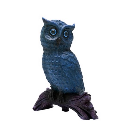 Rustic Owl Statue, Polyester Owl Sculpture, Realistic Owl Figurine, Handcrafted Owl Statue, Textured Owl Figurine, Realistic Owl Statue