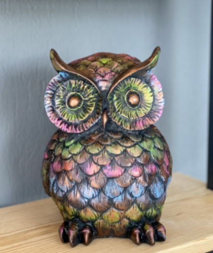 Hand Painted Owl Sculpture Figurine, Owl Figurine Hand Painted Sculpture, Handmade Owl Sculpture Figurine, Unique Owl Sculpture, Owl Statue