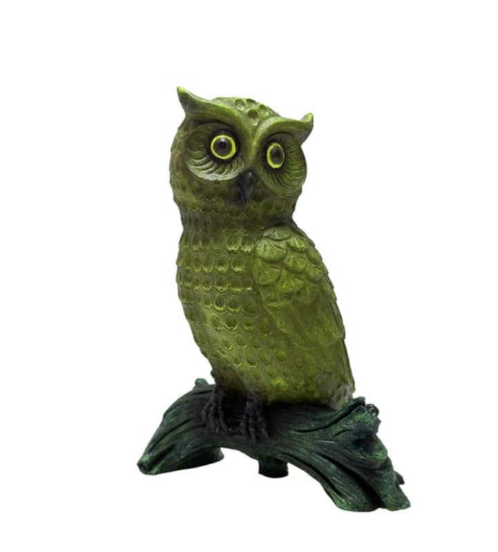 Rustic Owl Statue, Polyester Owl Sculpture, Realistic Owl Figurine, Handcrafted Owl Statue, Textured Owl Figurine, Realistic Owl Statue