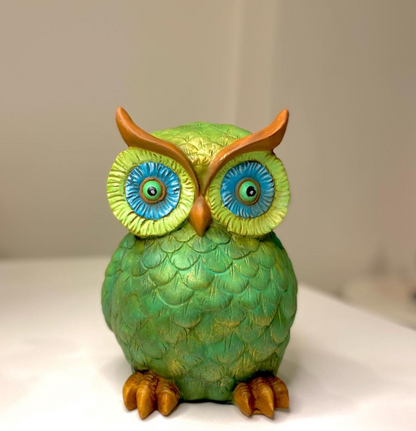 Hand Painted Owl Sculpture Figurine, Owl Figurine Hand Painted Sculpture, Handmade Owl Sculpture Figurine, Unique Owl Sculpture, Owl Statue