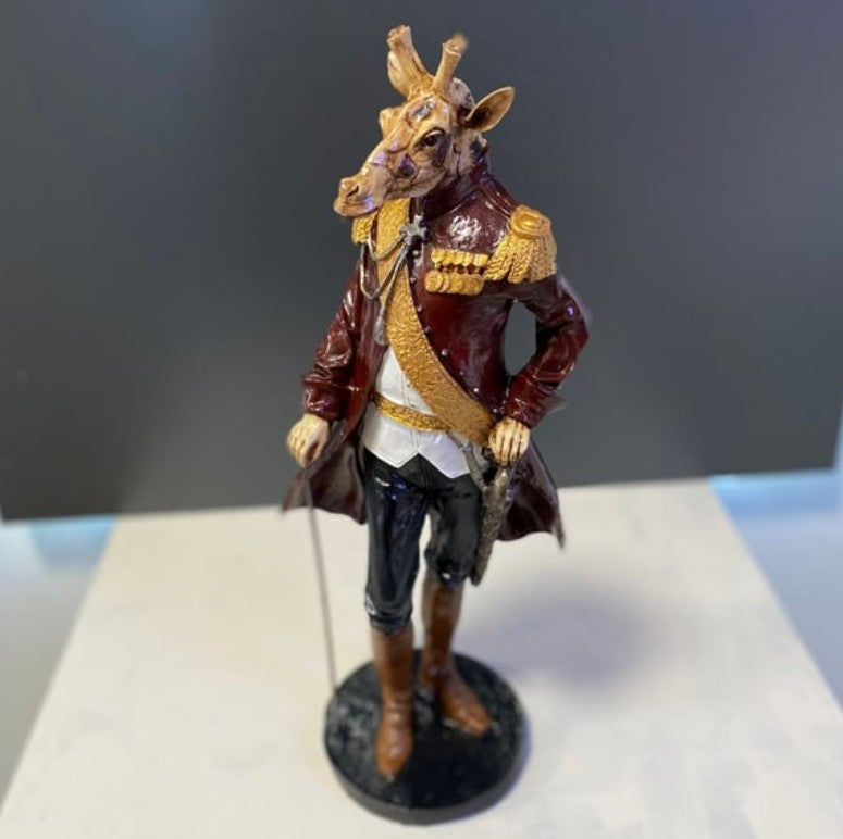 Handmade Giraffe Man Decor, Handmade Giraffe Statue, Gentleman Sculpture, Handmade Giraffe Gentleman, Handmade Giraffe Soldier Statue