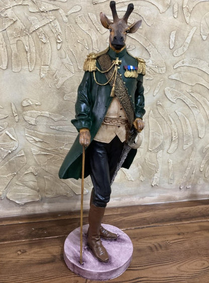 Handmade Giraffe Man Decor, Handmade Giraffe Statue, Gentleman Sculpture, Handmade Giraffe Gentleman, Handmade Giraffe Soldier Statue