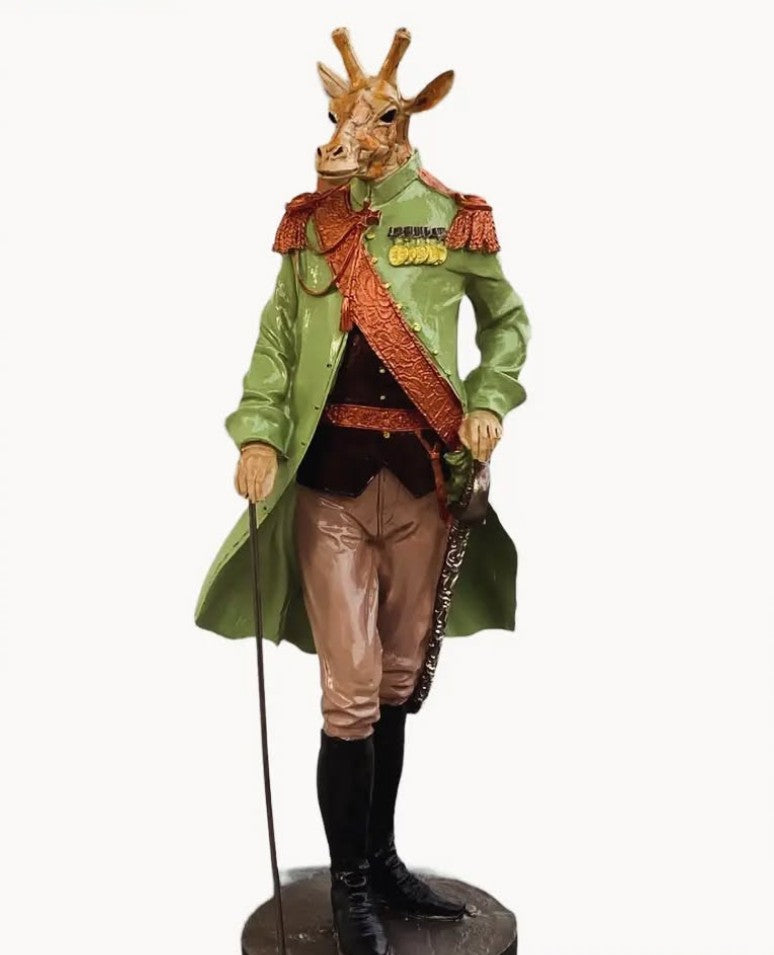 Handmade Giraffe Man Decor, Handmade Giraffe Statue, Gentleman Sculpture, Handmade Giraffe Gentleman, Handmade Giraffe Soldier Statue