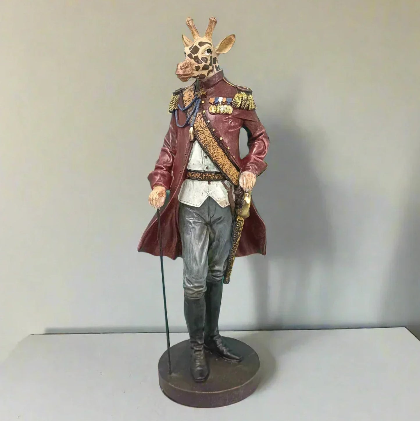 Handmade Giraffe Man Decor, Handmade Giraffe Statue, Gentleman Sculpture, Handmade Giraffe Gentleman, Handmade Giraffe Soldier Statue