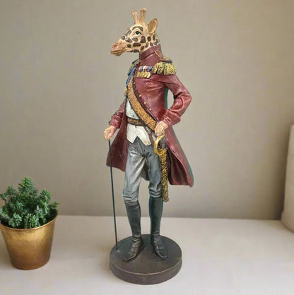 Handmade Giraffe Man Decor, Handmade Giraffe Statue, Gentleman Sculpture, Handmade Giraffe Gentleman, Handmade Giraffe Soldier Statue