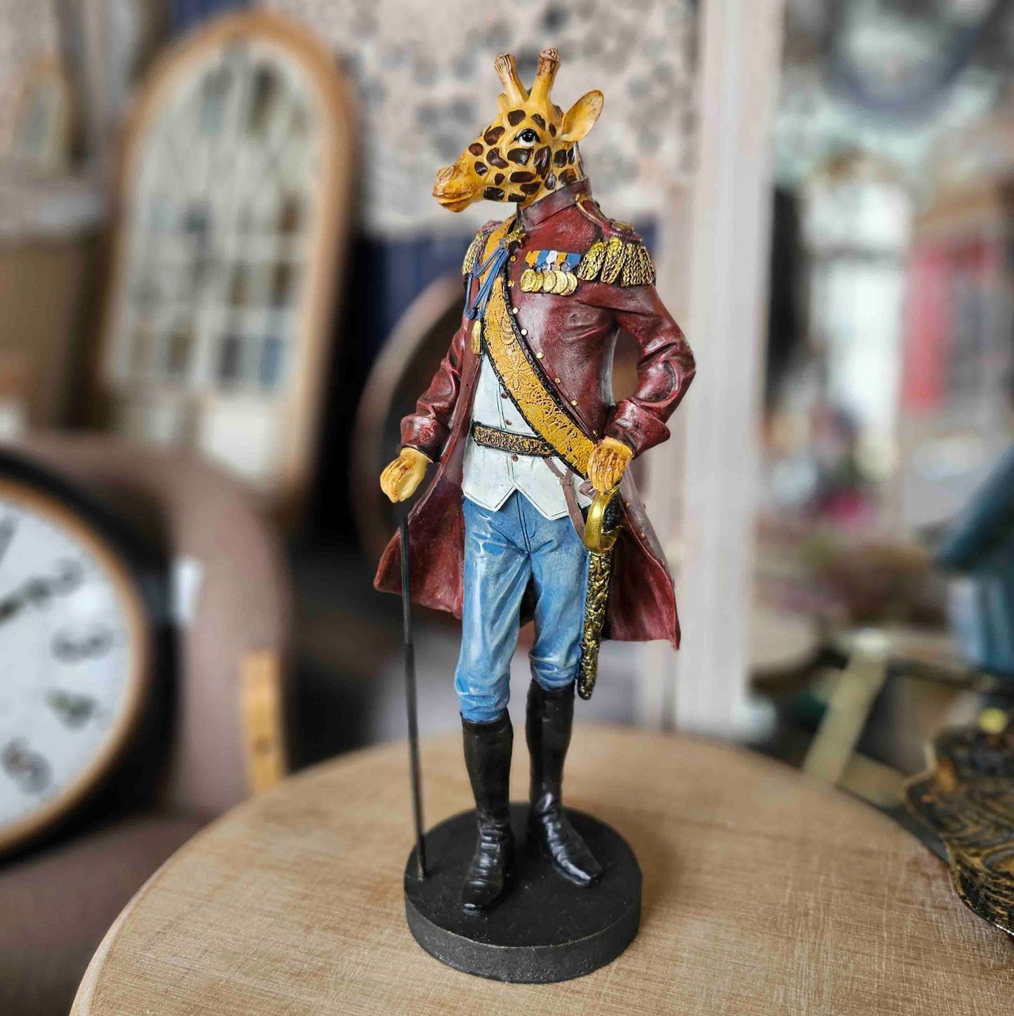 Handmade Giraffe Man Decor, Handmade Giraffe Statue, Gentleman Sculpture, Handmade Giraffe Gentleman, Handmade Giraffe Soldier Statue