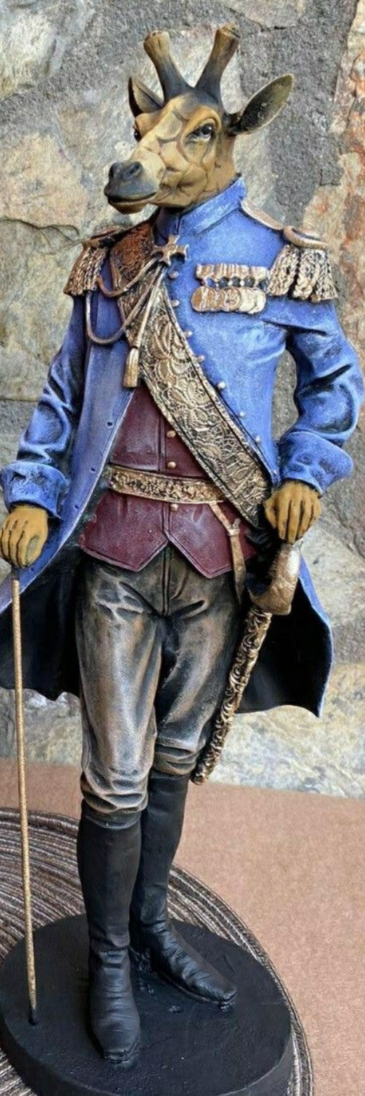Handmade Giraffe Man Decor, Handmade Giraffe Statue, Gentleman Sculpture, Handmade Giraffe Gentleman, Handmade Giraffe Soldier Statue