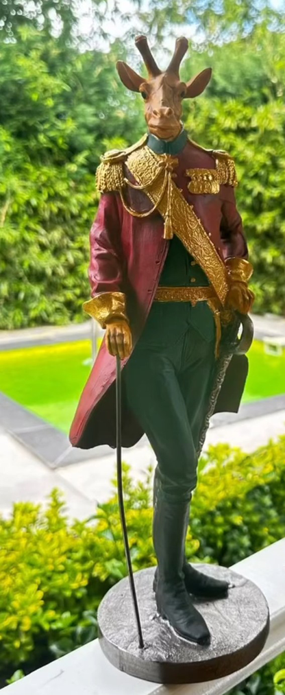 Handmade Giraffe Man Decor, Handmade Giraffe Statue, Gentleman Sculpture, Handmade Giraffe Gentleman, Handmade Giraffe Soldier Statue