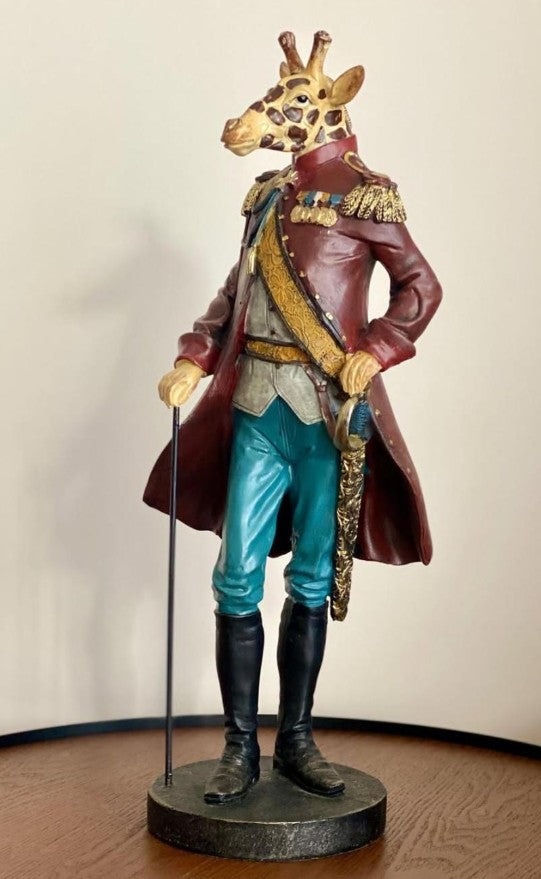 Handmade Giraffe Man Decor, Handmade Giraffe Statue, Gentleman Sculpture, Handmade Giraffe Gentleman, Handmade Giraffe Soldier Statue