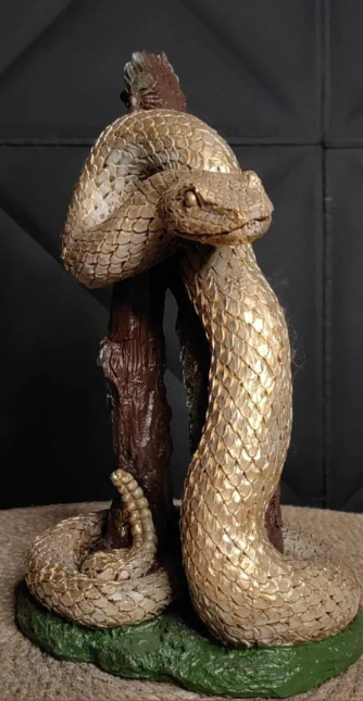 Realistic Snake on Branch Statue, Coiled Snake Sculpture on Tree, Snake Figurine Wrapped Around Branch, Jungle Theme Snake Sculpture