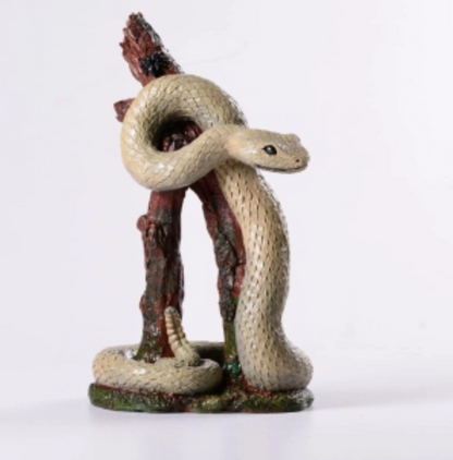 Realistic Snake on Branch Statue, Coiled Snake Sculpture on Tree, Snake Figurine Wrapped Around Branch, Jungle Theme Snake Sculpture