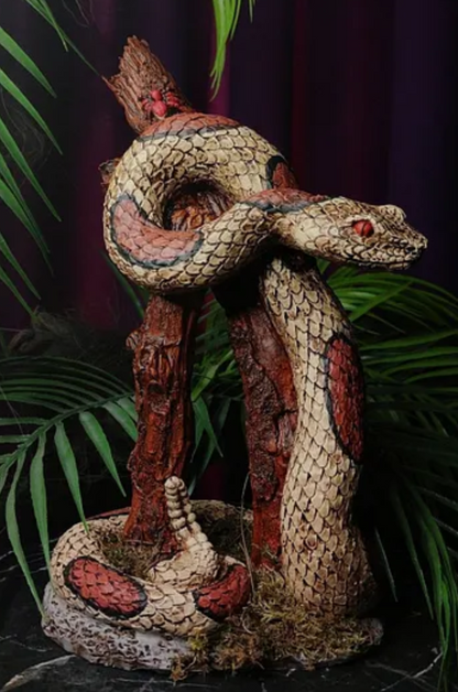 Realistic Snake on Branch Statue, Coiled Snake Sculpture on Tree, Snake Figurine Wrapped Around Branch, Jungle Theme Snake Sculpture