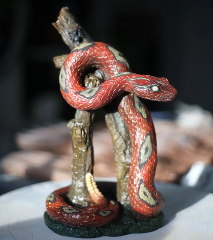 Realistic Snake on Branch Statue, Coiled Snake Sculpture on Tree, Snake Figurine Wrapped Around Branch, Jungle Theme Snake Sculpture