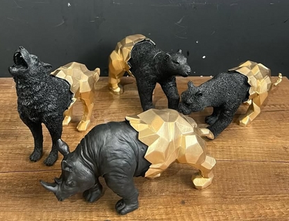 Semi Cubic Tiger Statue, Modern Tiger Statue, Textured and Cubic Tiger Statue, Geometric Panther Statue, Tiger Decor Cubic Geometric Statue