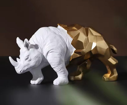 Unique Cubic Rhino Statue, Modern Cubic Rhino Sculpture, Cubic Rhino Statue, Abstract Rhino Sculpture, Luxury Rhino Statue, Rhino Sculpture