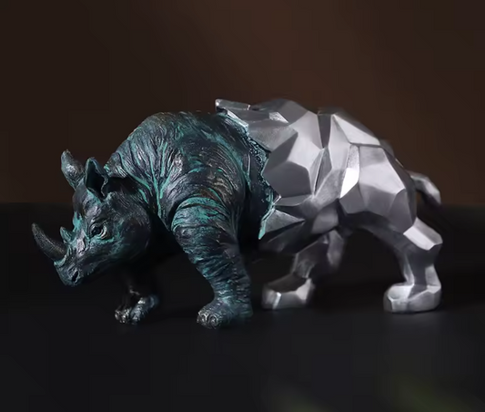 Unique Cubic Rhino Statue, Modern Cubic Rhino Sculpture, Cubic Rhino Statue, Abstract Rhino Sculpture, Luxury Rhino Statue, Rhino Sculpture