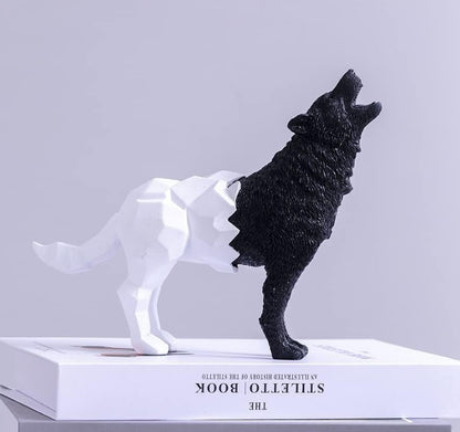 Cubic Wolf Statue, Half Polygon Wolf Sculpture, Geometric Wolf Statue, Abstract Wolf Figurine in Cubic Form, Modern Wolf Statue, Wolf Statue