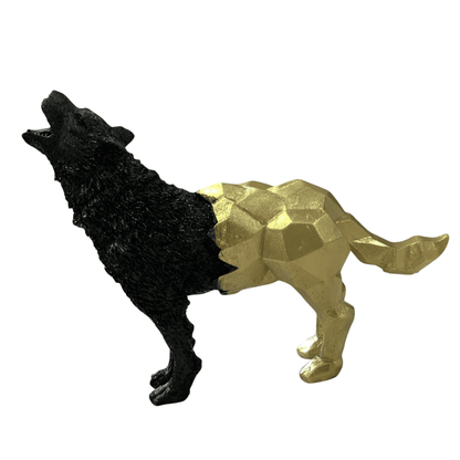 Cubic Wolf Statue, Half Polygon Wolf Sculpture, Geometric Wolf Statue, Abstract Wolf Figurine in Cubic Form, Modern Wolf Statue, Wolf Statue