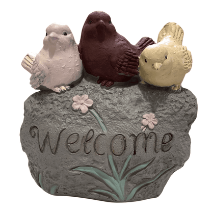 Hand Painted Bird Welcome Sign, Garden Welcome Plaque with Birds, Cute Bird Garden Welcome Sign, Bird Welcome Decor, Bird Welcome Yard Decor