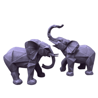 Cubic Elephant Statue Set, Modern Geometric Elephant Decor, Cubic Elephant Sculpture, Abstract Elephant Sculpture, Cubic Elephant Statue