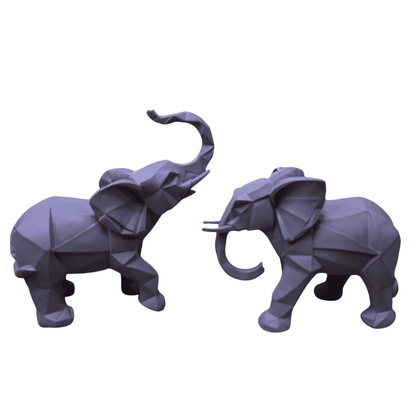Cubic Elephant Statue Set, Modern Geometric Elephant Decor, Cubic Elephant Sculpture, Abstract Elephant Sculpture, Cubic Elephant Statue