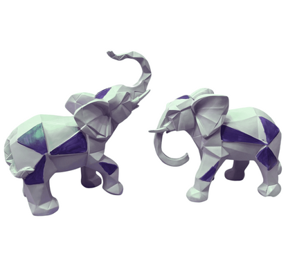 Cubic Elephant Statue Set, Modern Geometric Elephant Decor, Cubic Elephant Sculpture, Abstract Elephant Sculpture, Cubic Elephant Statue
