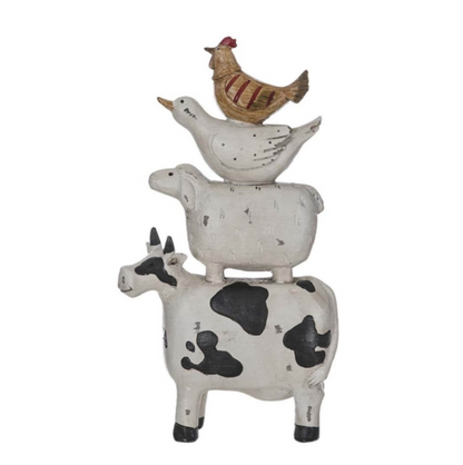 Farm Animals Stacked Statue, Colorful Stacked Farm Animal Statue, Farmhouse Style Stacked Animal Sculpture, Farm Animal Tower Figurine
