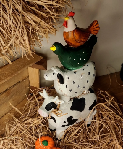 Farm Animals Stacked Statue, Colorful Stacked Farm Animal Statue, Farmhouse Style Stacked Animal Sculpture, Farm Animal Tower Figurine