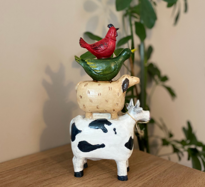 Farm Animals Stacked Statue, Colorful Stacked Farm Animal Statue, Farmhouse Style Stacked Animal Sculpture, Farm Animal Tower Figurine