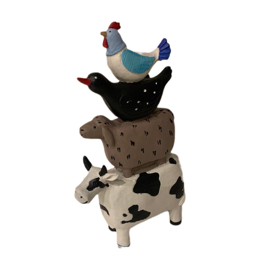 Farm Animals Stacked Statue, Colorful Stacked Farm Animal Statue, Farmhouse Style Stacked Animal Sculpture, Farm Animal Tower Figurine