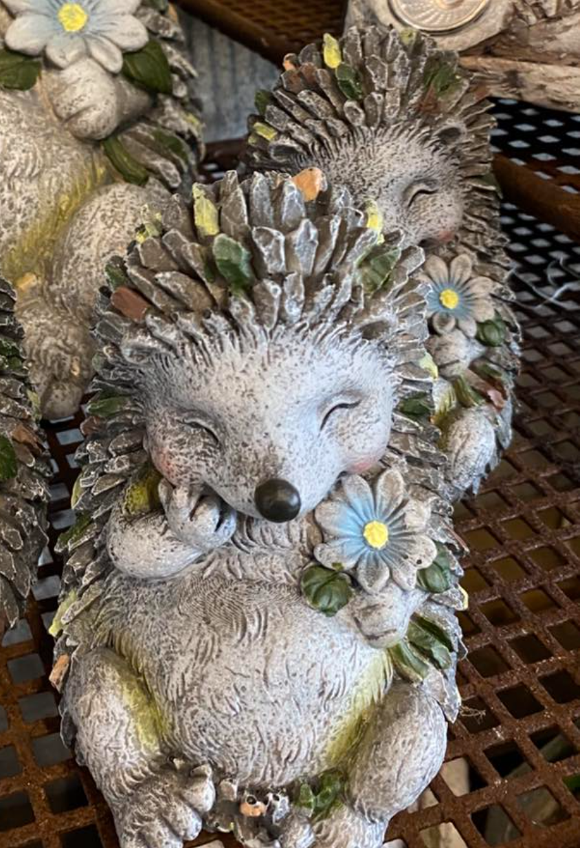 Hedgehog Sculpture Set, Adorable Hedgehog Statues, Handmade Hedgehog Set, Polyester Hedgehog Statue, Cute Hedgehog Sculpture, Hedgehog Decor
