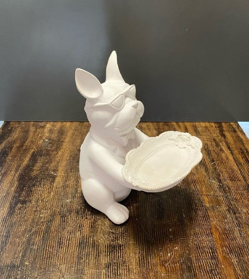 Handmade Bulldog Tray Decor, Funny Dog Sculpture, Polyester Modern Home Accent, French Bulldog Figurine Gift