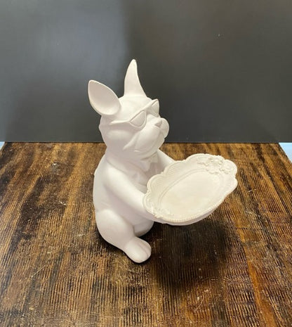 Handmade Bulldog Tray Decor, Funny Dog Sculpture, Polyester Modern Home Accent, French Bulldog Figurine Gift