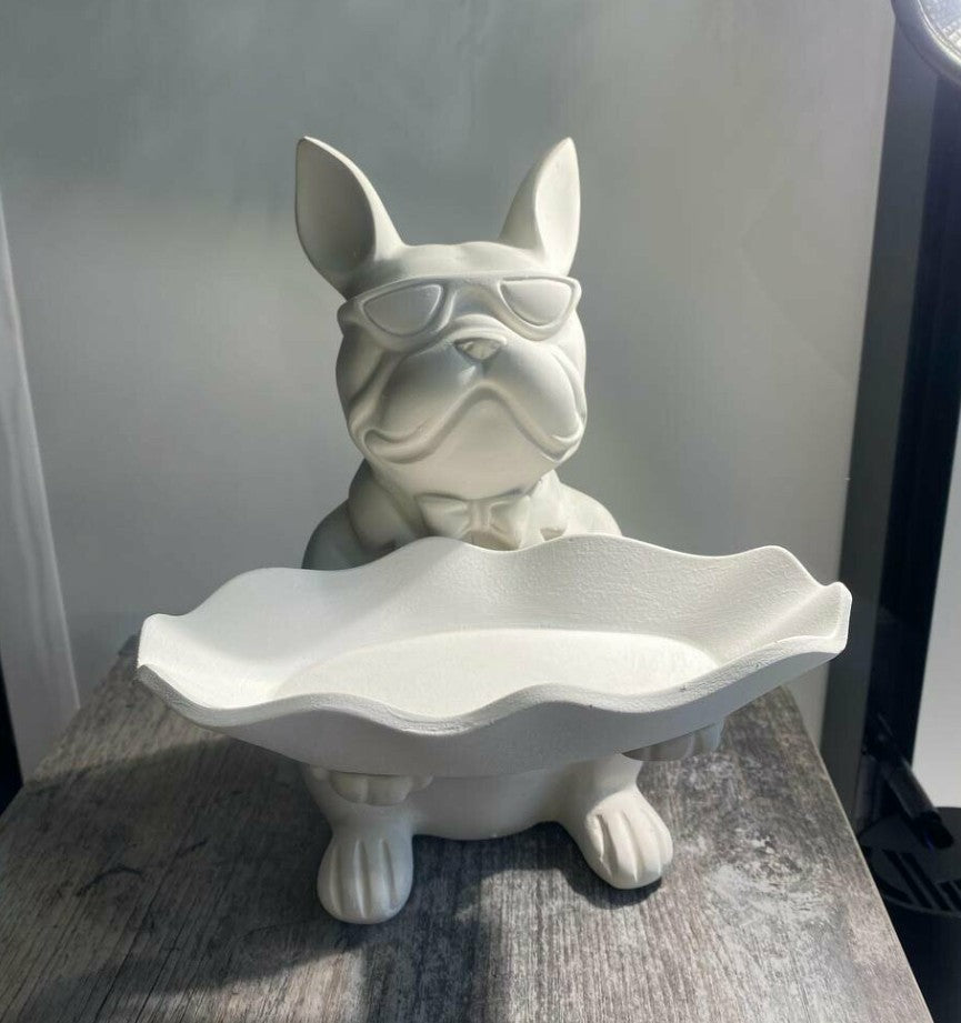 Handmade Bulldog Tray Decor, Funny Dog Sculpture, Polyester Modern Home Accent, French Bulldog Figurine Gift