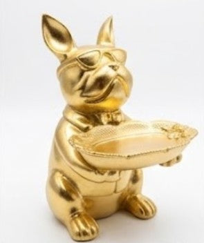 Handmade Bulldog Tray Decor, Funny Dog Sculpture, Polyester Modern Home Accent, French Bulldog Figurine Gift