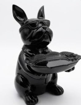 Handmade Bulldog Tray Decor, Funny Dog Sculpture, Polyester Modern Home Accent, French Bulldog Figurine Gift