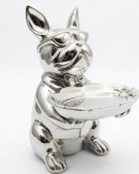 Handmade Bulldog Tray Decor, Funny Dog Sculpture, Polyester Modern Home Accent, French Bulldog Figurine Gift